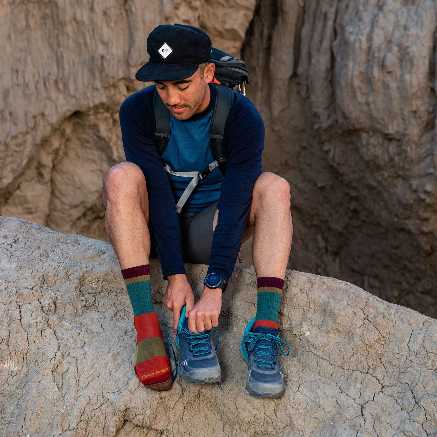 Men's Heady Stripe Micro Crew Lightweight Hiking Socks